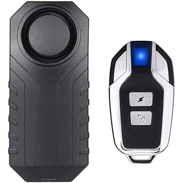 ##/(Sort) Trådløs Motorcykel/Cykelalarm  Tyverisikringsalarm med Fjernbetjening  Vandafvisende IP55  113 DB Super Høj##/