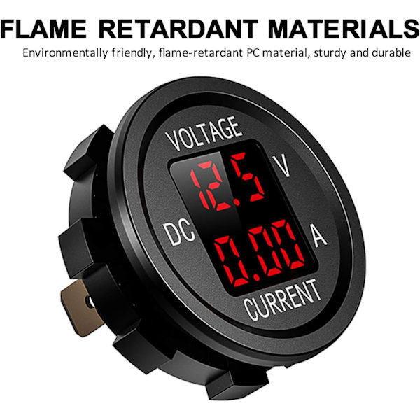 12V Motorcykel Vattentät LED Digital Voltmeter, 9V-48V DC Ström