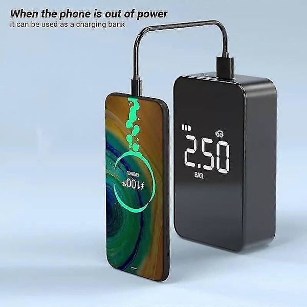 12V 140PSI 6000mAh Trådlös Mini Bil Däck Elektrisk Portabel Luftpump Digital Däckpump Tryck