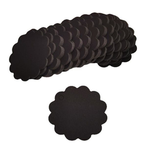##/200 svarta kraftpapperspresentkort i fjäderform (6 cm i##/
