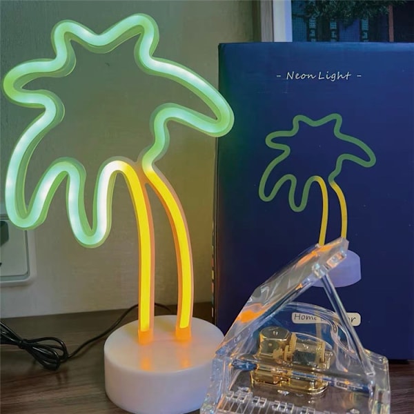 Palmetræ lysende LED neon lys batteri/USB strømforsyning pigeværelse kokosnød lys