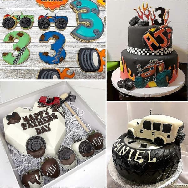 3D Rund Dæk Fondantform - Lastbilhjulform Silikoneform til Sukkerkunst Kagedekoration, Chokolade
