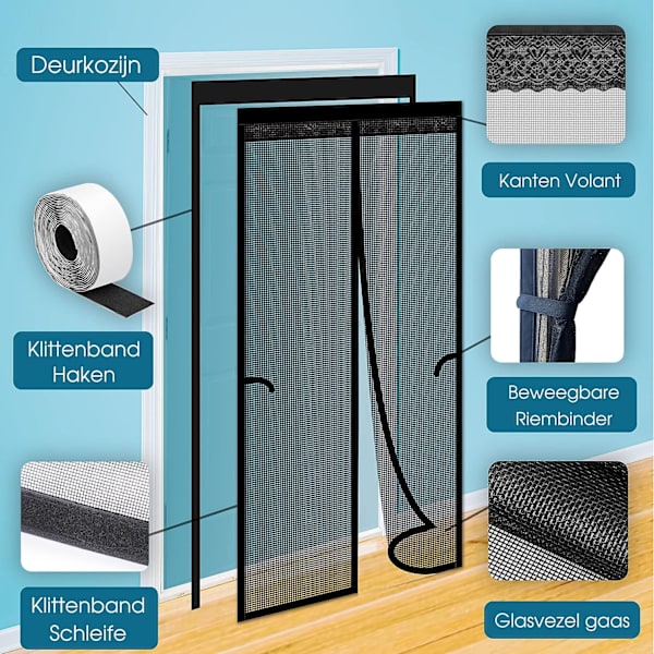 ##/Magnetisk flugnät balkongdörr - 90x210cm##/