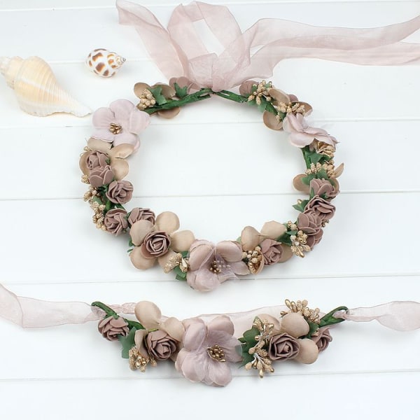Blomsterkrans, Blomsterhodeband Blomsterkrans Hodebånd Boho Rose