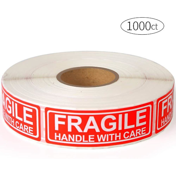Fragile - håndter med forsiktighet - Fraktklistremerker - 1&quot; x 3&quot; - 500 etiketter per rull
