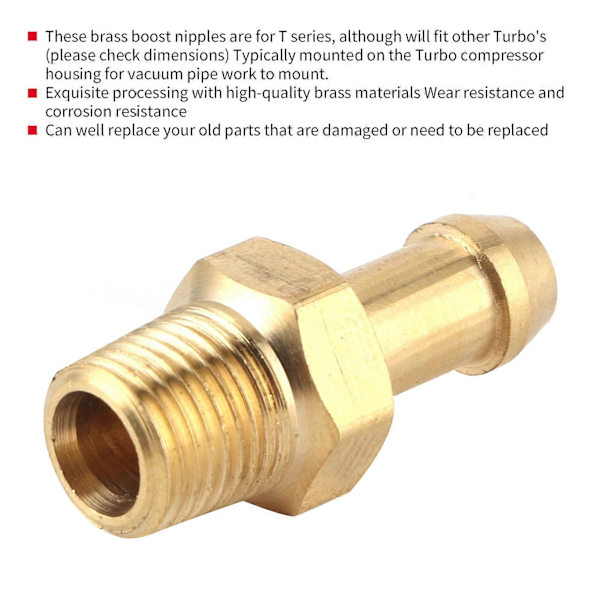 Turboaggregat Kompressorhus Mässing Boost Nippel Slangkoppling 1/8in 27 NPT Guld
