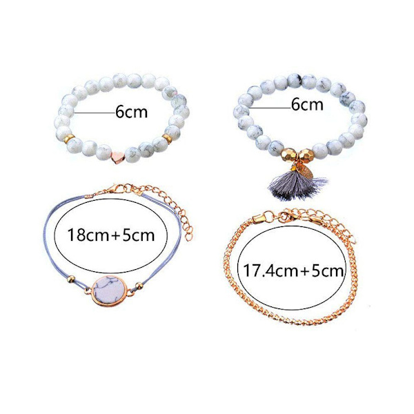 ##/Armbandset Boho armbandset med tofsar, vitt marmorarmband, natursten##/