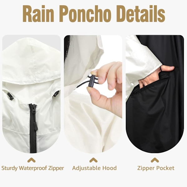 ##/Lättvikts Vattentät Andningsbar Ripstop Poncho med Huva för Utomhusaktiviteter##/