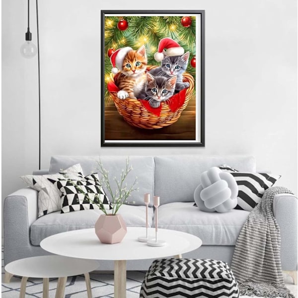 ##/Jule-diamantmalerisett 5D, 12x16 tommer, Katt##/
