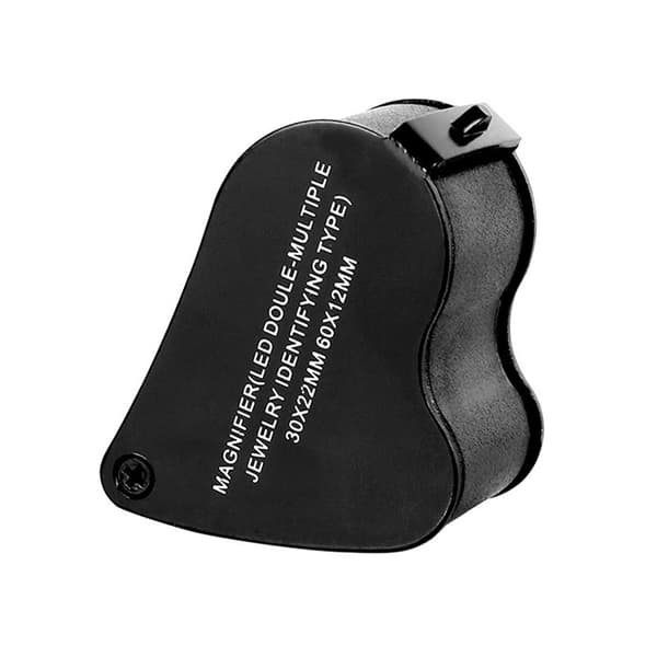 Juvelerlinse Glas Loupe 30X & 60X Forstørrelsesglas 2x LED Lys (sort)