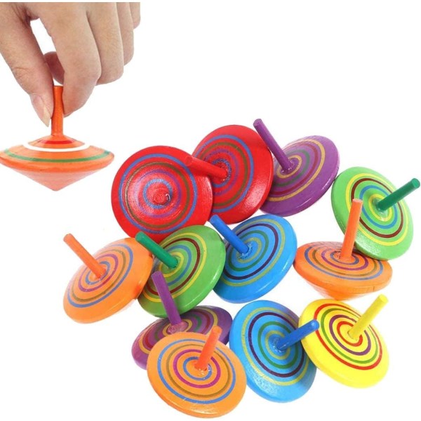 30 stykker træsnurretoppe legetøj, farverig minisnurretop G