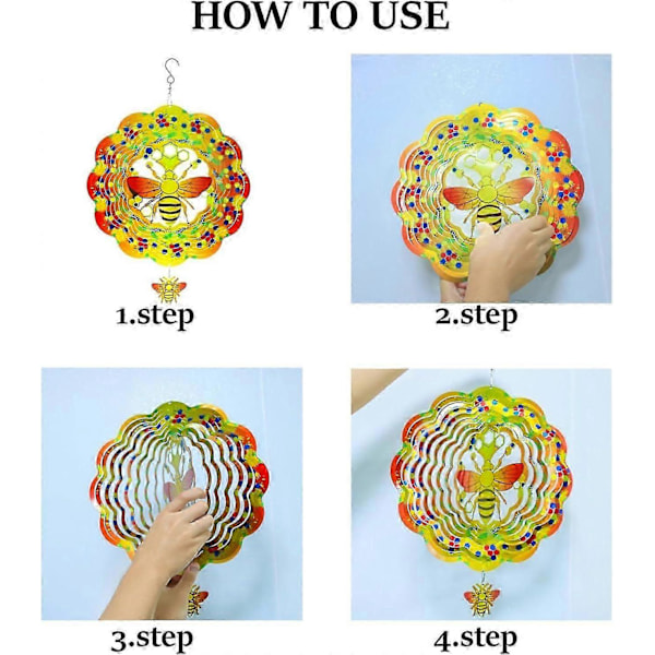 3D Bi-spinner i rustfrit stål - Udendørs/Indendørs Havevinddekoration
