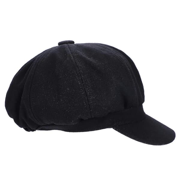 Baker Boy Hatt för Kvinnor Flickor Baskrar Franska Mössor Hattar 8-panel Varm Ull Newsboy Keps Black