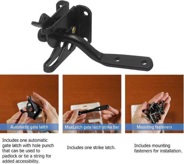 Låge Lås Automatisk Låsning - Metal Bolt Lås - Tyngdekraft Stål Have