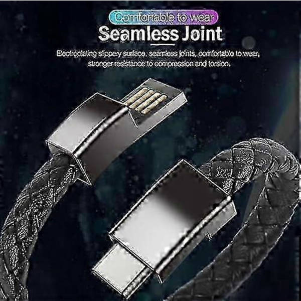 Læderarmbånd Smart Armbånd USB Opladning USB Bærbar Rejselader til Mænd Kvinder Android/iPhone (Type C) 7.9