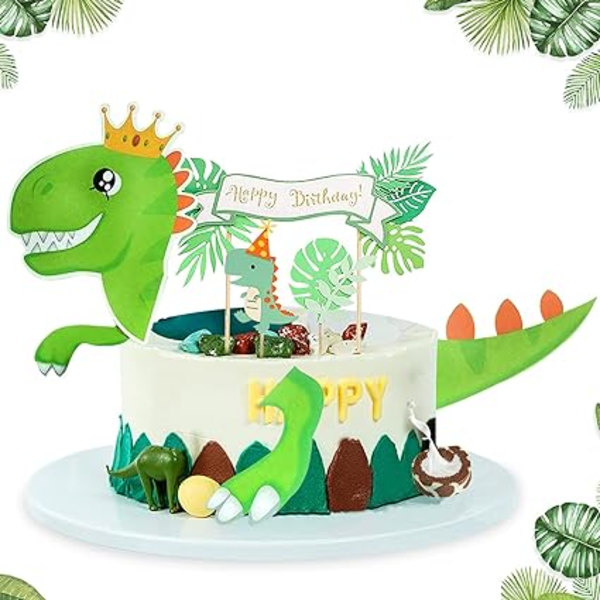 Dinosaurie-tårta Toppers, 4 stycken födelsedagstårta Toppers, Cupcake T