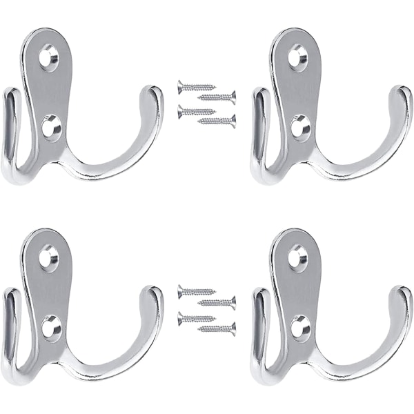 4 kpl Kaksoispiikki Koukut, Kaksoisseinäkoukut Vaatteiden Ripustamiseen