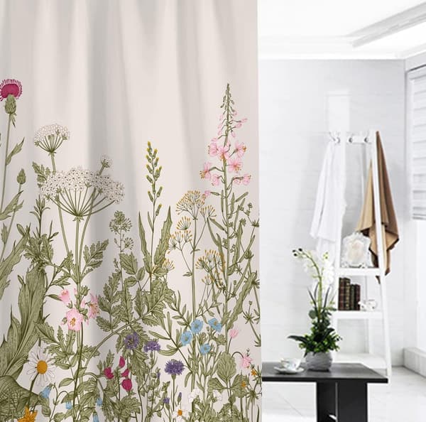 Blomster Dusjforheng Vanntett Mugg- og Soppresistent Vaskbar