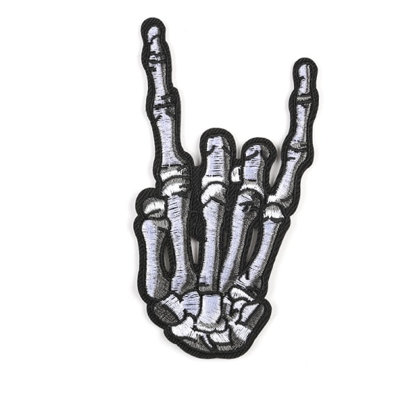 /#/5PCS Skull Middle Finger Skeleton Ghost Broderad Patch Stryk på Sy på Patch Punk rock rebellion indomitable/#/