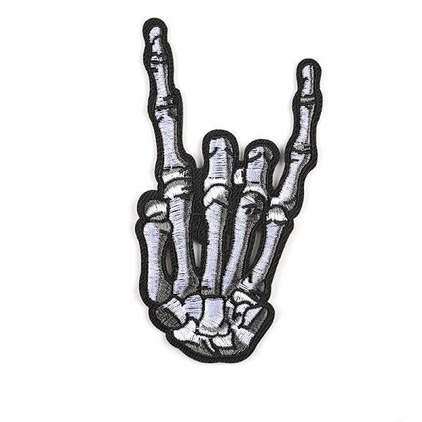 /#/5PCS Skull Midterste Finger Skelet Spøgelse Broderet Patch Strygejern på Sy på Patch Punk Rock Oprør Ubøjelig/#/