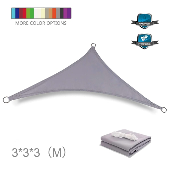 ##/(Grå) Triangulär Solsegel 3X3X3m - 300D Solskyddsparasoll##/