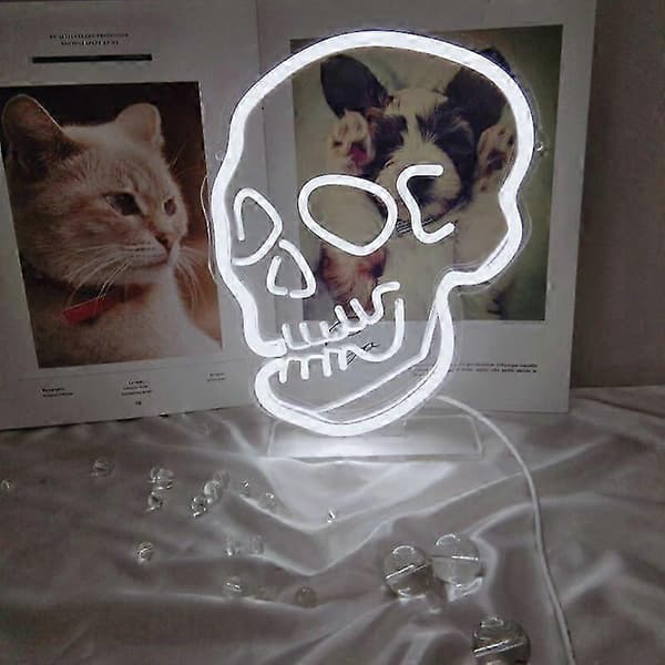 Skelett Dödskalle Neonskyltar Rosa Spöke Led Neonskylt Vägg Nattlampor Cool Neonskylt Dekor för Rum B