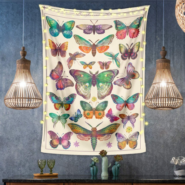 130x150cm Bohemian Butterflies Mandala Vægtæppe til