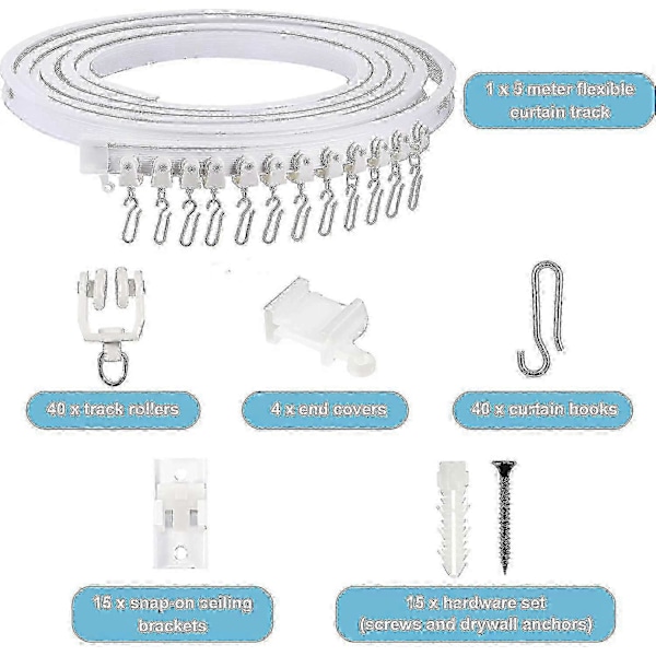 5 Meter Bøjelig Loft Buet Gardiner Skinne Fleksibel Loft Gardiner Beslag Bløde Vinduer Buet Skinne Til Gardiner Skinne Med Skinne Gardiner System Seng