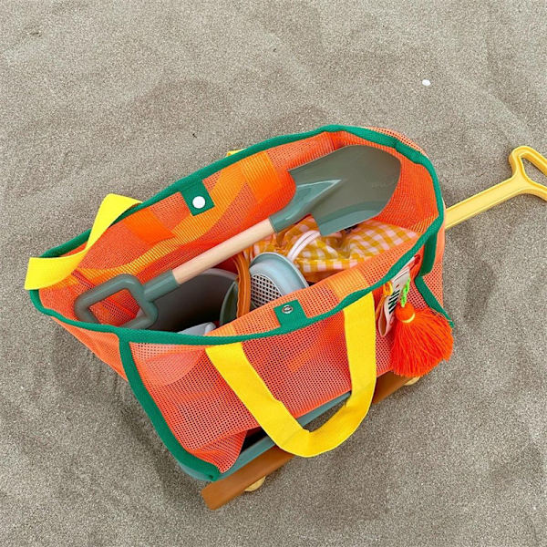 Stor Foldbar Letvægts Robust Mesh Legetøjs Strandtaske