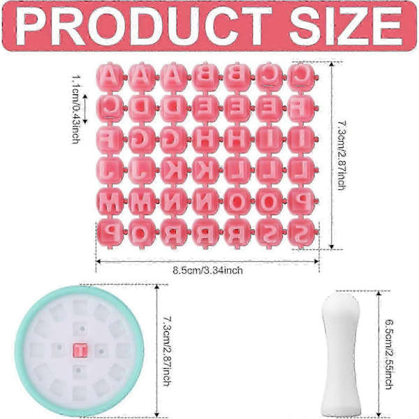 2 stk. bogstav- og talstempler, plastik lerstempler til kager, kiks, keramik DIY-projekter - pink