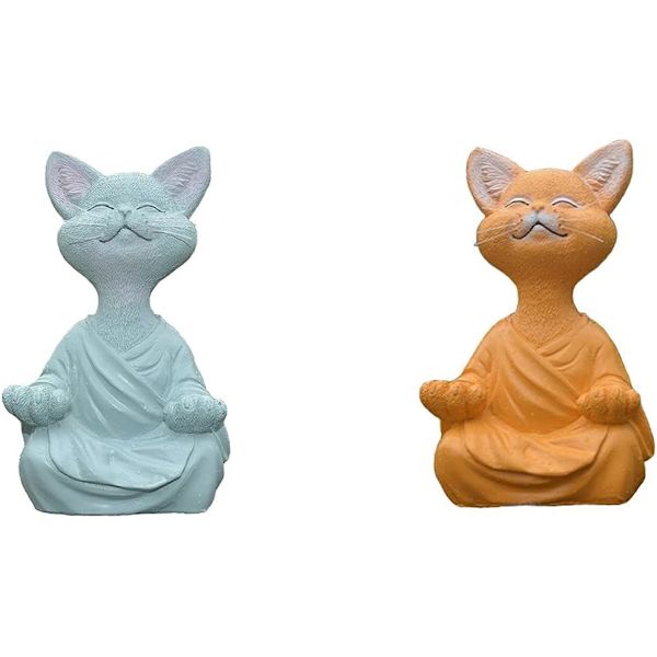Boutique Collection Meditation Cat Statue Lille Resin Statue Hom