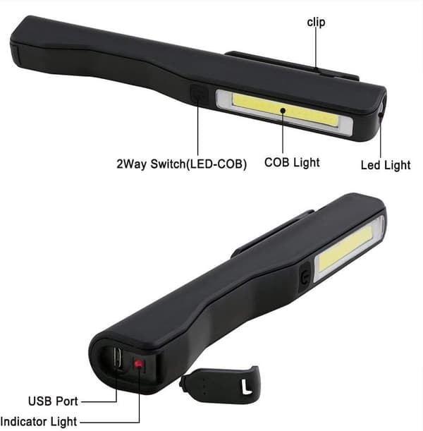 Latautuva LED-työvalo, 2 kpl 350 lumenin COB-mekaanikkovalo