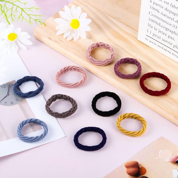 60 stk Bomulls Hårstrikk, Sømløse Hårstrikk Scrunchie Metallfrie