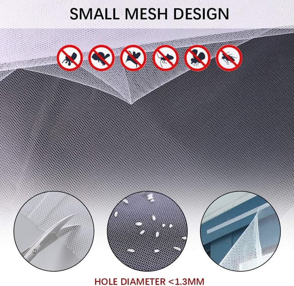 3-pak (hvit, 1,3*1,5m) Fluescreenvindu DIY Selvklebende Ins