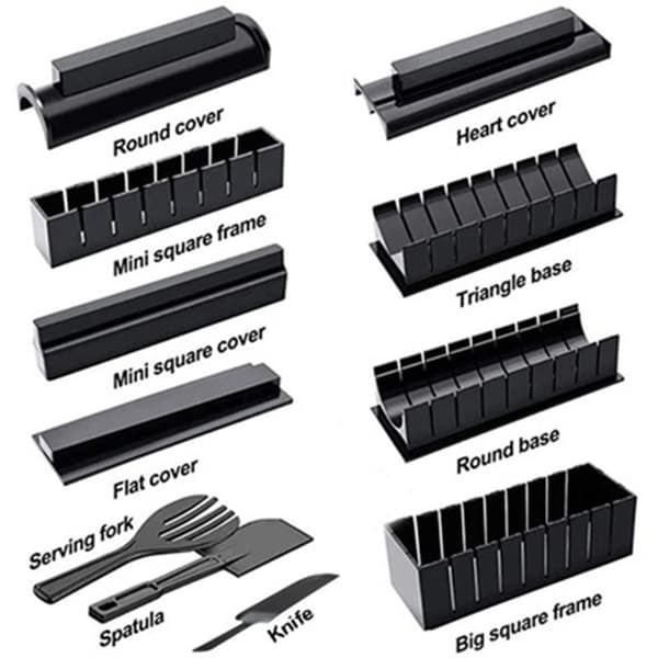 Sushi Maker Kit 11 deler Plast Sushi Making Tool med 8 former