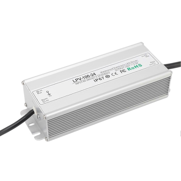 LED Driver Vanntett IP67 Konstant Spenning Strømforsyning Transformator Adapter 100W 24V 4.5A
