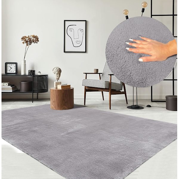 Grå, avslappnad modern kort lugg mjuk matta, 80 x 160 cm Halksäker Bott