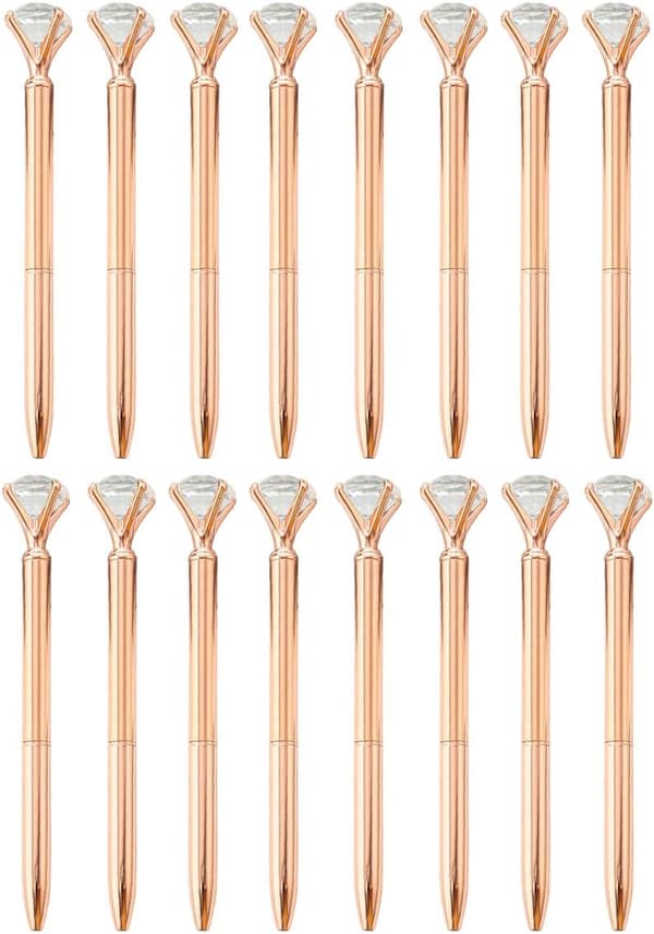 Sett med 16 Rose Gold Diamond Kulepenn Kontorrekvisita Jul
