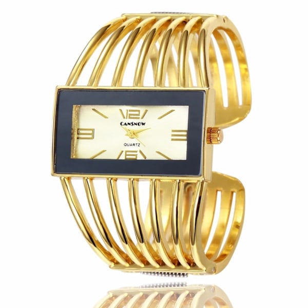##/Kvartsur elegant damklocka i guld med rektangulärt spänne, affärsklocka för handleden##/