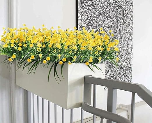 4 Gule Narcissus Busk Anti-UV Kunstig Plante Plast Busk H