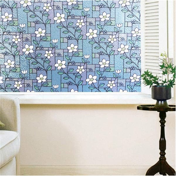 ##/44,5x300CM Anti-Stikk Vindufilm Blomst Elektrostatisk Vindufilm##/