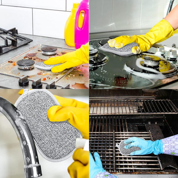 6 Genanvendelige Vaskbare Mikrofiber Opvaskesvampe til Køkken