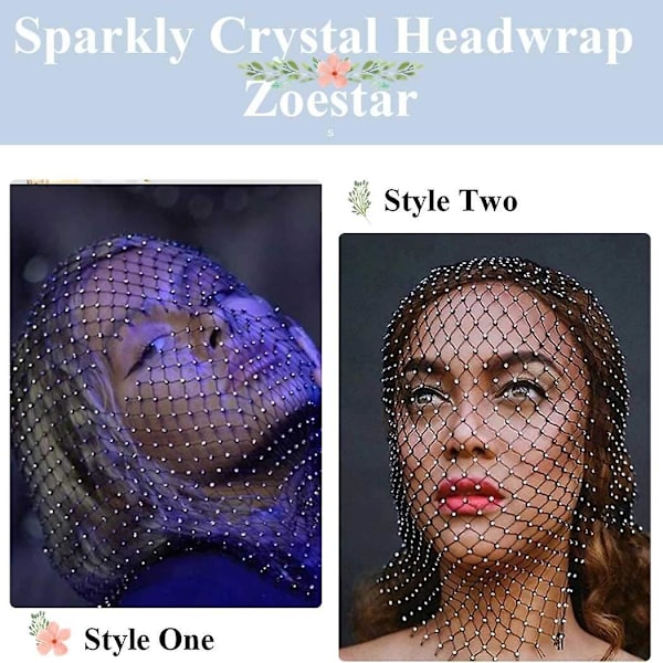Glittrande Kristall Ansiktsvälar Mesh Rhinestone Huvudöverdrag Kedja Hål