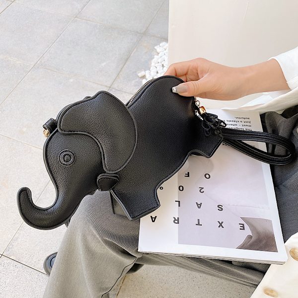 Baby elefant tecknad axelväska, läder