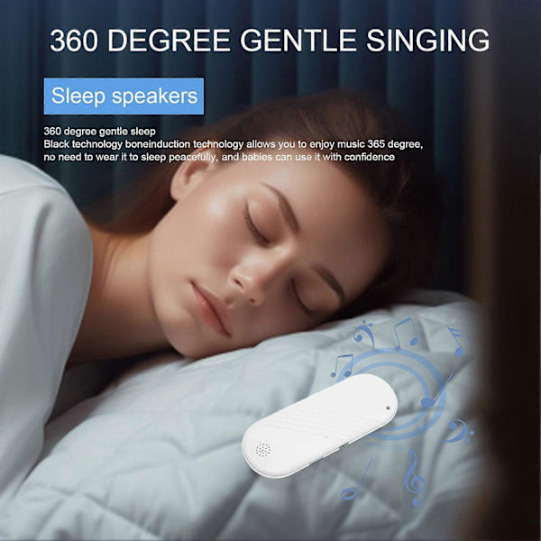 Under Kudde Högtalare Multifunktion Stereo Djup Bas Mini Bluetooth Konduktionshögtalare för Sömn Vit