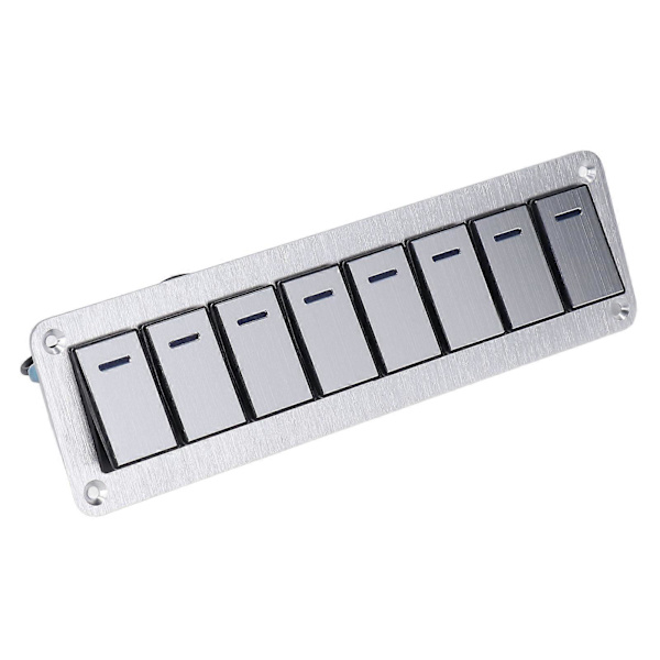 Vippekontaktpanel 8 Gang 3 Pin LED Enkelt Blåt Lys Indikerer Toggle On Off Kontaktpanel 12?24V