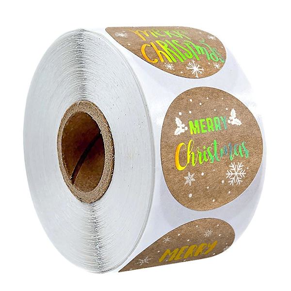 Glædelig Jul Stickers Segl Etiketter Guld Sølv 1 Tomme Runde Stickers Til Håndlavet Sticker Kort Æske Pakke Etiketter QY1639-100stk