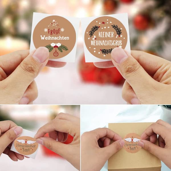 ##/Paket med 500 juldekaler, 3,8 cm runda juldekaler##/