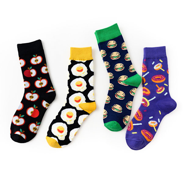 ##/Str. 36-43, (8 par) hjerte fritidsstrømper motiv, sjove farverige strømper, unisex, gave bomuldsmotiv strømper##/