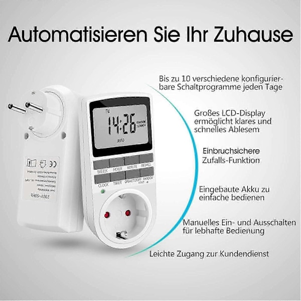 EU Timer Bryterkontakt Dobbelpakke - Energibesparende Smarte Plugger